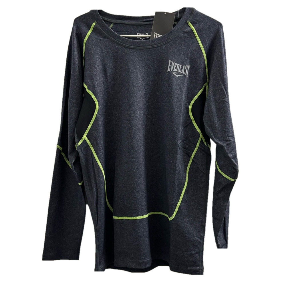 Everlast Men’sLong Sleeve Shirt - Black with Green Accents size XLarge  NWT